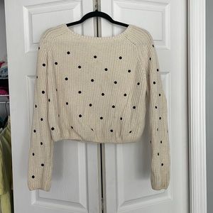 Zara knit Polka Dot Pullover, white with black polka dots. Rarely worn